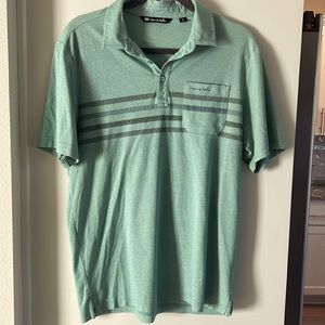 Travis Mathew Polo Shirt Men's Medium green Golf Short Sleeve Stripes